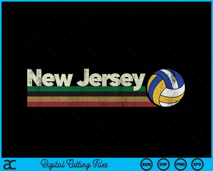 Vintage Volleyball New Jersey Volleyball Retro Stripes SVG PNG Digital Cutting Files