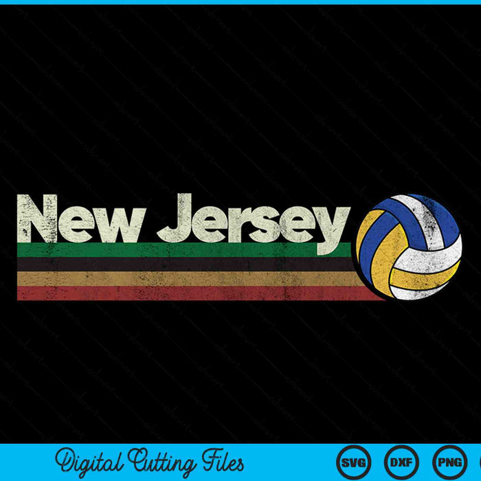 Vintage volleyball New Jersey volleyball retro stripes SVG PNG cut file for Cricut