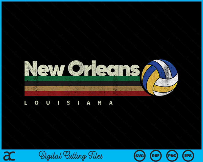 Vintage Volleyball New Orleans City Volleyball Retro Stripes SVG PNG Digital Cutting Files