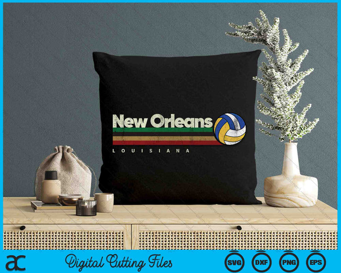 Vintage Volleyball New Orleans City Volleyball Retro Stripes SVG PNG Digital Cutting Files