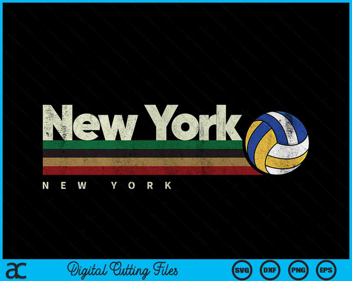 Vintage Volleyball New York City Volleyball Retro Stripes SVG PNG Digital Cutting Files