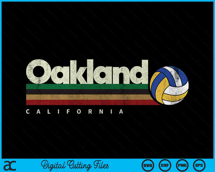 Vintage Volleyball Oakland City Volleyball Retro Stripes SVG PNG Digital Cutting Files