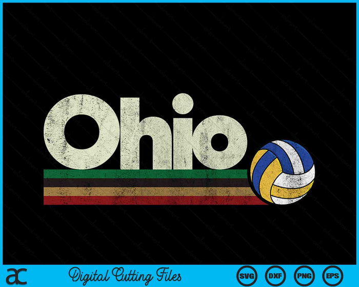 Vintage Volleyball Ohio Volleyball Retro Stripes SVG PNG Digital Cutting Files