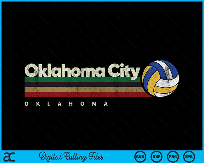Vintage Volleyball Oklahoma City Volleyball Retro Stripes SVG PNG Digital Cutting Files