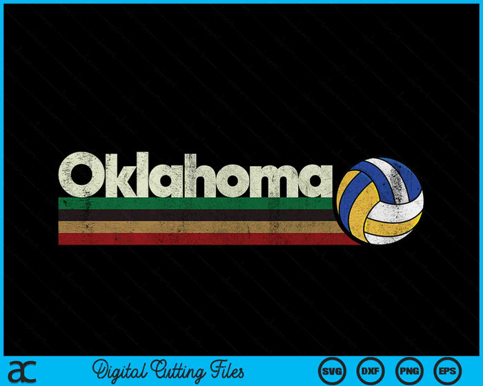 Vintage Volleyball Oklahoma Volleyball Retro Stripes SVG PNG Digital Cutting Files