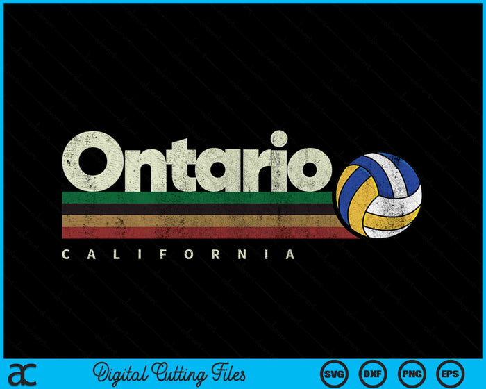Vintage Volleyball Ontario City Volleyball Retro Stripes SVG PNG Digital Cutting Files