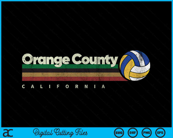 Vintage Volleyball Orange County Volleyball Retro Stripes SVG PNG Digital Cutting Files