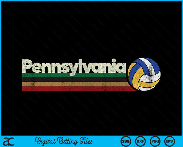 Vintage Volleyball Pennsylvania Volleyball Retro Stripes SVG PNG Digital Cutting Files