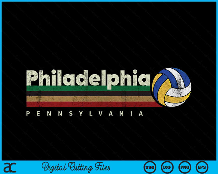 Vintage Volleyball Philadelphia City Volleyball Retro Stripes SVG PNG Digital Cutting Files