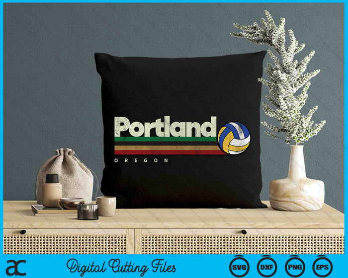 Vintage Volleyball Portland City Volleyball Retro Stripes SVG PNG Digital Cutting Files