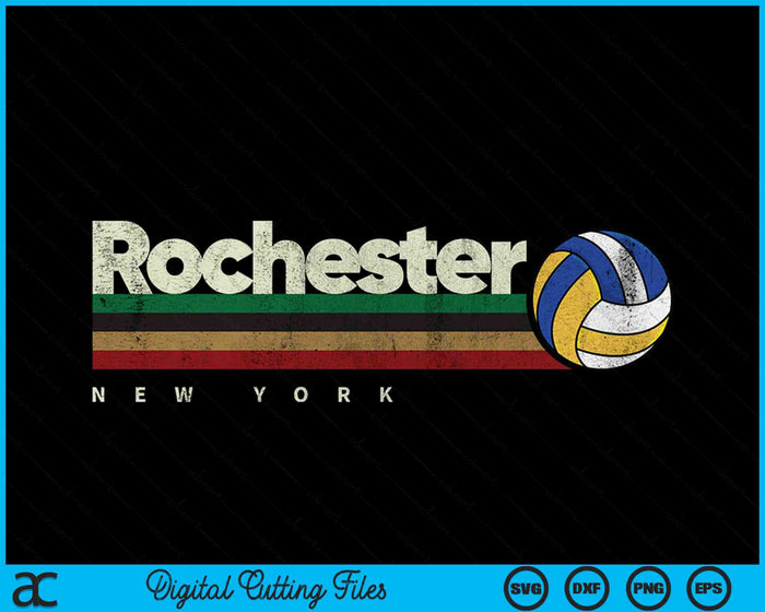 Vintage Volleyball Rochester City Volleyball Retro Stripes SVG PNG Digital Cutting Files