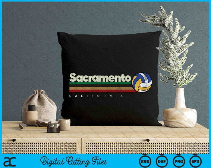 Vintage Volleyball Sacramento City Volleyball Retro Stripes SVG PNG Digital Cutting Files
