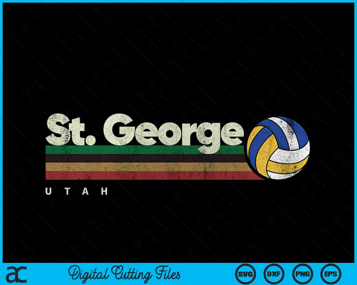Vintage Volleyball St. George City Volleyball Retro Stripes SVG PNG Digital Cutting Files