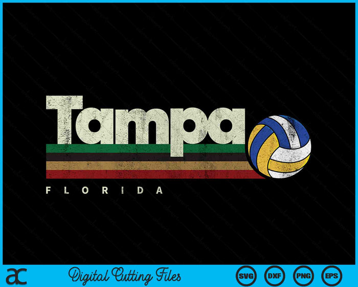 Vintage Volleyball Tampa City Volleyball Retro Stripes SVG PNG Digital Cutting Files