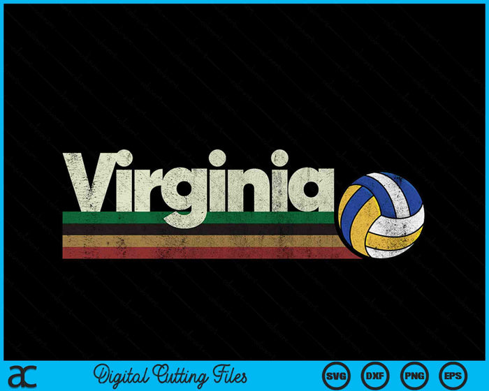 Vintage Volleyball Virginia Volleyball Retro Stripes SVG PNG Digital Cutting Files
