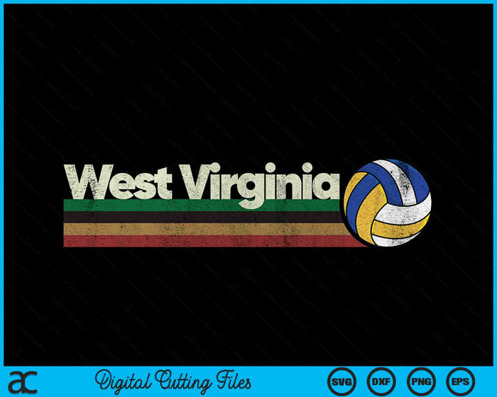 Vintage Volleyball West Virginia Volleyball Retro Stripes SVG PNG Digital Cutting Files