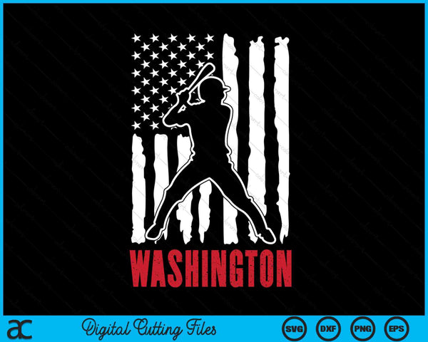 Vintage Washington American Flag Distressed Baseball SVG PNG Digital Cutting Files
