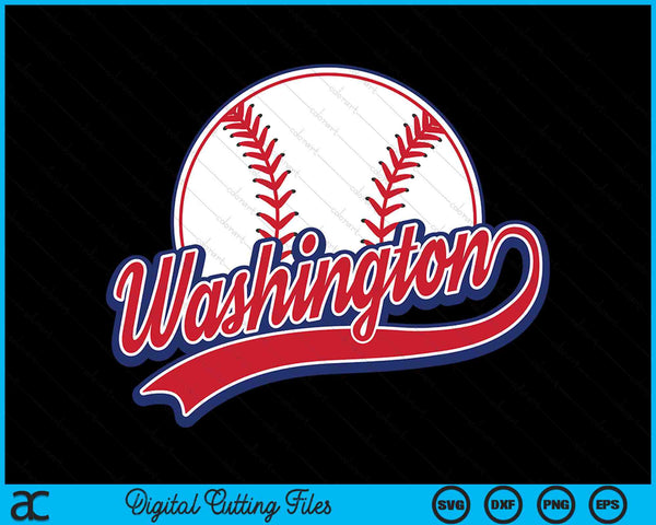 Vintage Washington Cityscape honkbal SVG PNG digitale snijbestanden 