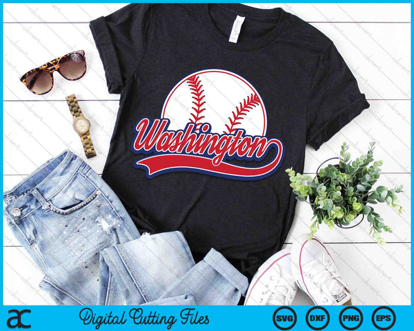 Vintage Washington Cityscape Baseball SVG PNG Digital Cutting Files