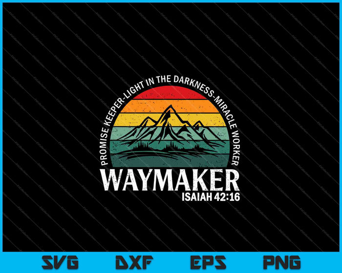 Vintage Waymaker Promise Keeper Miracle Worker Christian SVG PNG Snijden afdrukbare bestanden