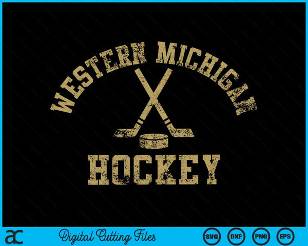 Vintage Western Michigan Hockey SVG PNG digitaal snijden bestand