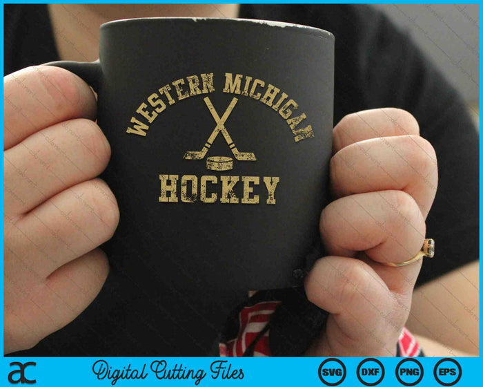 Vintage Western Michigan Hockey SVG PNG digitaal snijden bestand