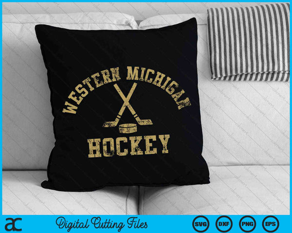 Vintage Western Michigan Hockey SVG PNG Archivo de corte digital