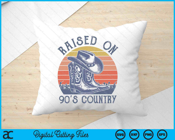 Vintage Western Raised On 90's Country Music Cowboy Hat SVG PNG Digital Printable Files