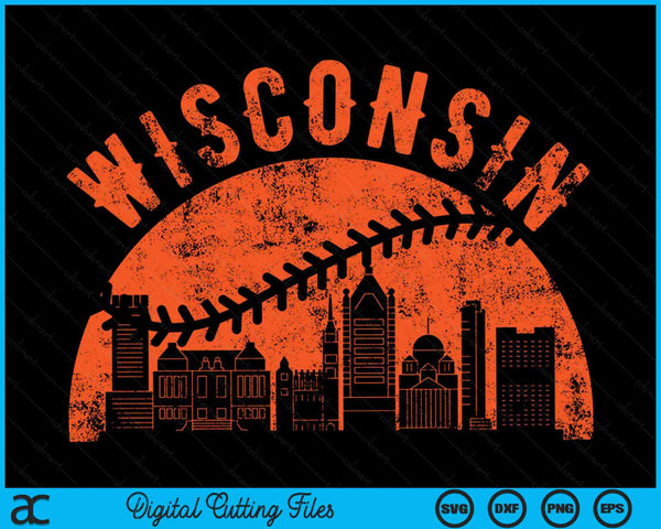 Vintage Wisconsin honkbal SVG PNG digitale snijbestanden 