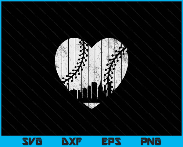 Vintage Wisconsin Baseball Heart With Skyline SVG PNG Digital Cutting Files