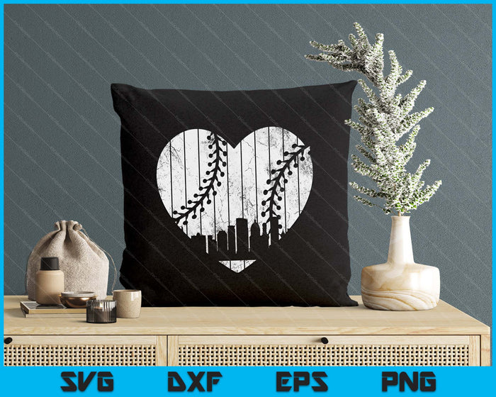 Vintage Wisconsin Baseball Heart With Skyline SVG PNG Digital Cutting Files