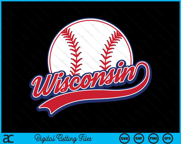 Vintage Wisconsin Cityscape honkbal SVG PNG digitale snijbestanden 