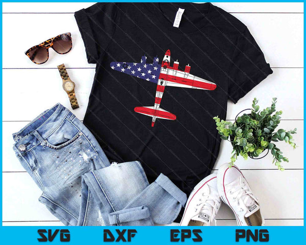 Vintage Ww2 B 17 Flying Fortress Airplane American Flag SVG PNG Digital Printable Files