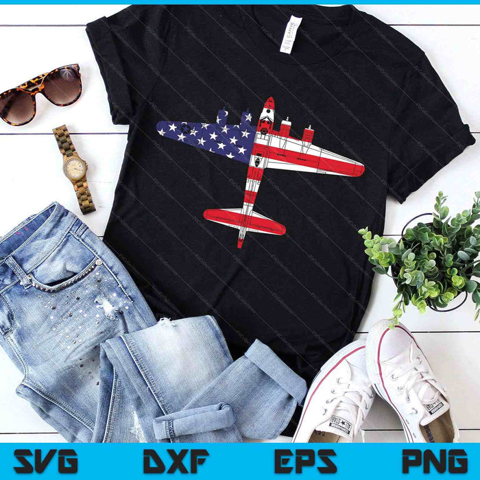 Vintage Ww2 B 17 Flying Fortress Airplane American Flag SVG PNG Digital Printable Files