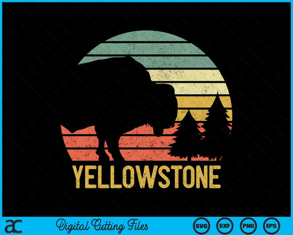 Vintage Yellowstone National Park Retro Travel Buffalo Bison SVG PNG digitale snijbestanden