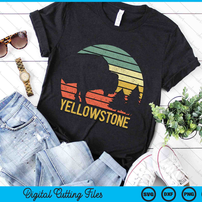 Vintage Yellowstone National Park Retro Travel Buffalo Bison SVG PNG Digital Cutting Files