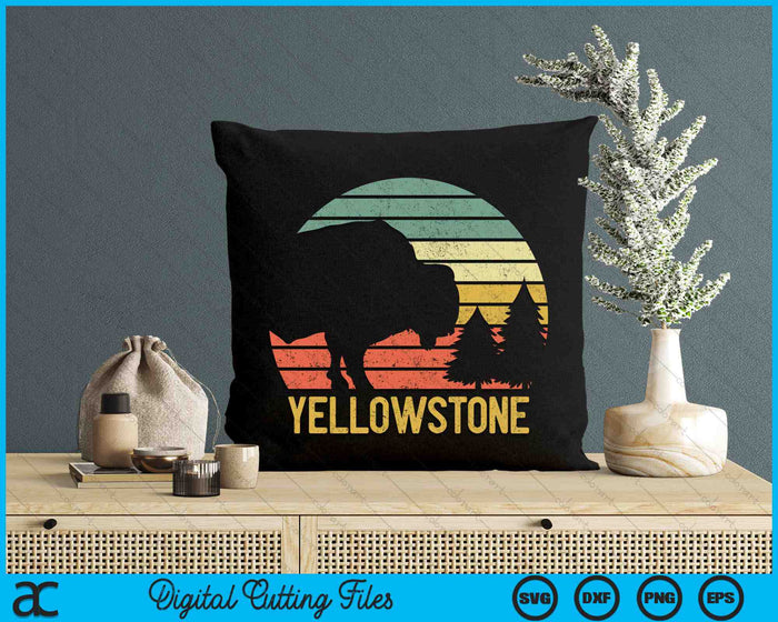 Vintage Yellowstone National Park Retro Travel Buffalo Bison SVG PNG digitale snijbestanden