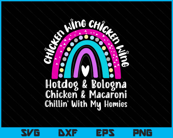 Viral chicken wing hot dog Bologna song lyric SVG PNG cut file for Cricut