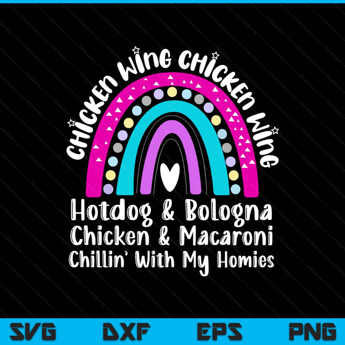 Viral chicken wing hot dog Bologna song lyric SVG PNG cut file for Cricut