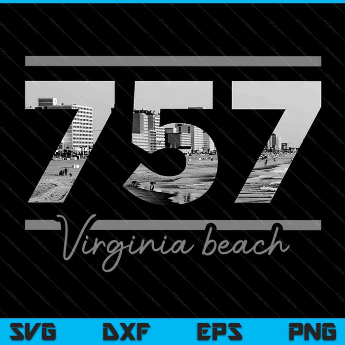 Virginia Beach 757 Código de área Skyline Virginia Vintage SVG PNG Cortar archivos imprimibles