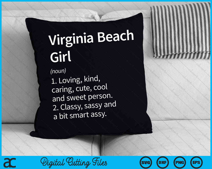 Virginia Beach Girl VA Virginia Home Roots SVG PNG Snijden afdrukbare bestanden