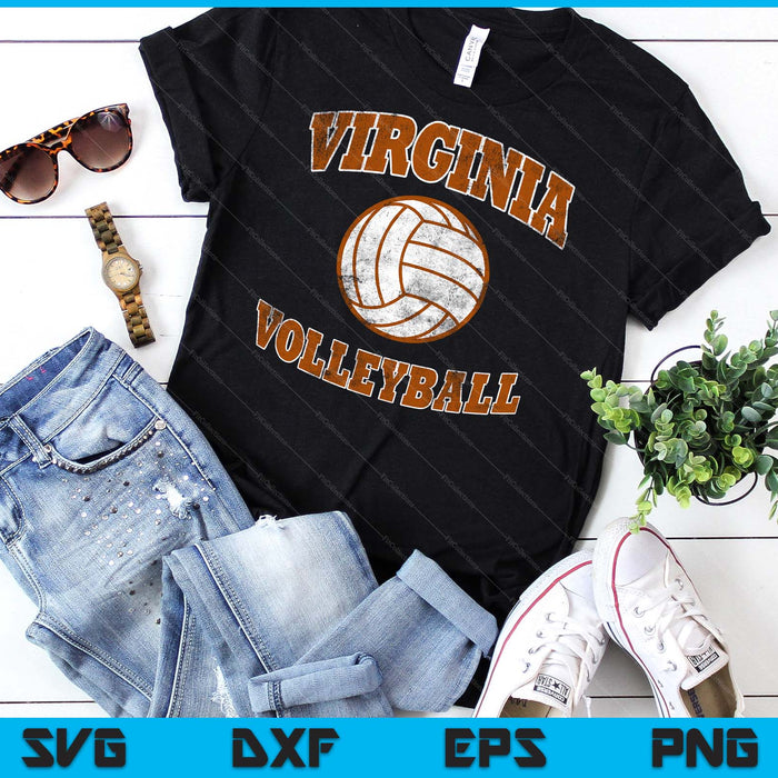 Virginia Volleyball Vintage Distressed SVG PNG Digital Cutting Files