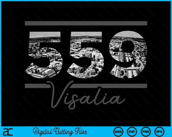 Visalia 559 Netnummer Skyline Californië Vintage SVG PNG digitale snijbestanden