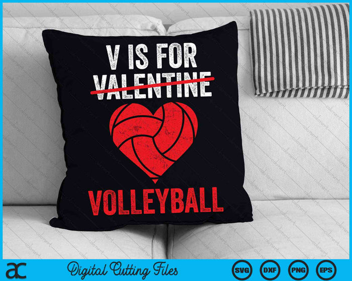 V is for Valentine Volleyball Valentine's Day SVG PNG Digital Cutting Files