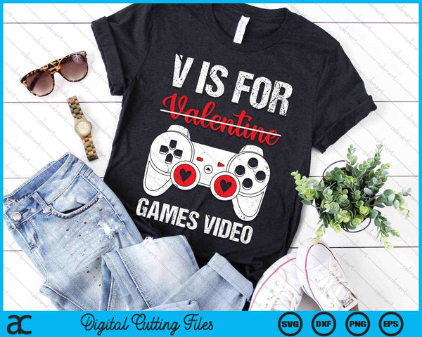 V is for Video Games Valentines Day Gamer SVG PNG Digital Cutting Files