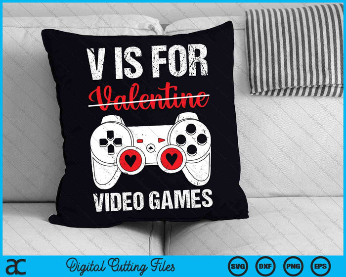 V is voor videogames Valentijnsdag Gamer SVG PNG digitale snijbestanden