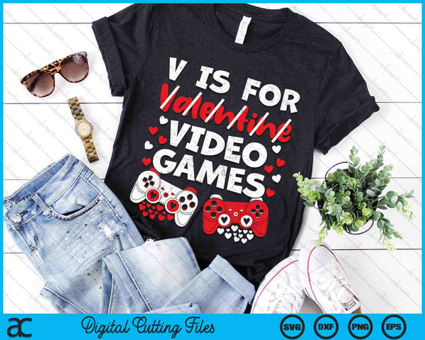 V is for Video games Valentines Day Gaming SVG PNG Digital Cutting Files