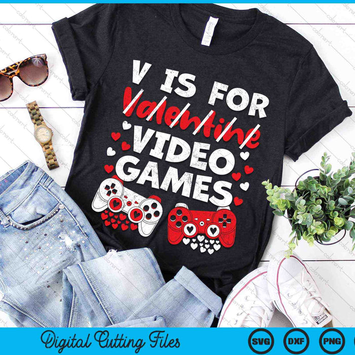 V is voor videogames Valentijnsdag Gaming SVG PNG digitale snijbestanden