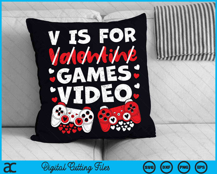 V is voor videogames Valentijnsdag Gaming SVG PNG digitale snijbestanden