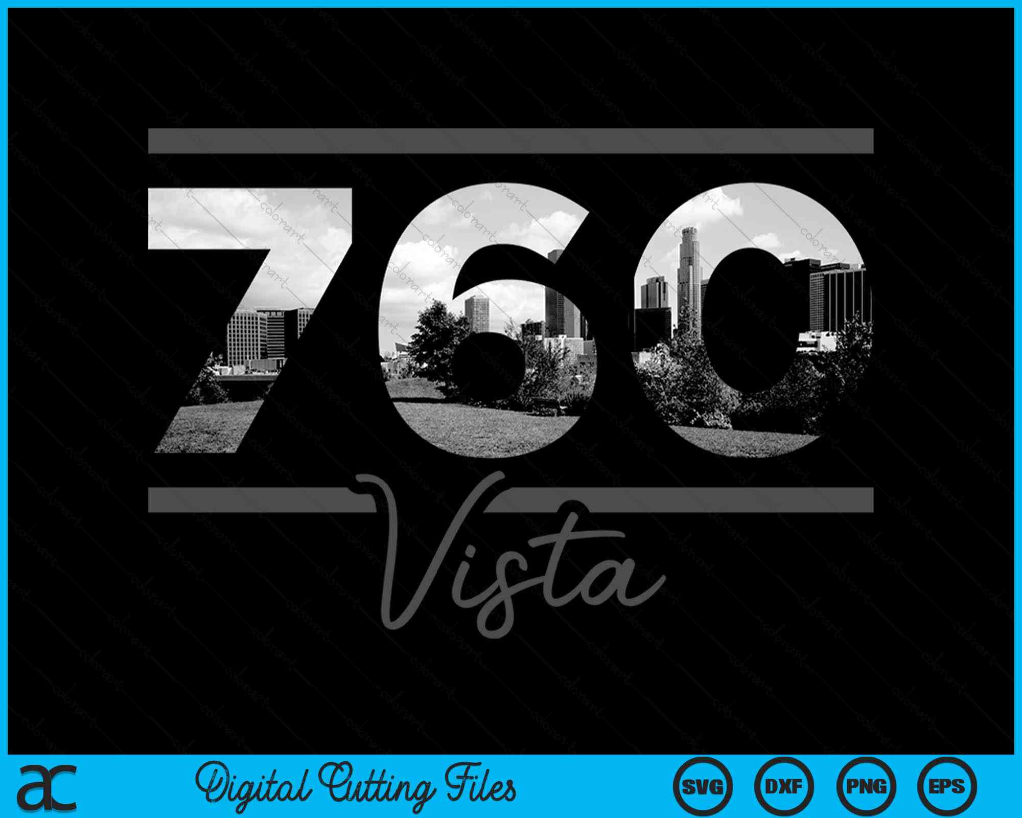 Vista 760 Area Code Skyline California Vintage SVG PNG Cutting Files ...